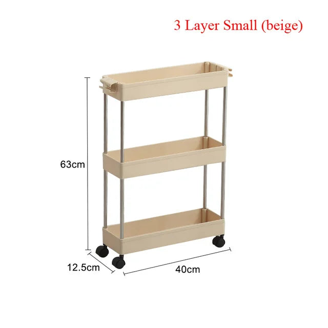 4 Layer Gap Holder Kitchen Storage Rack Fridge Side Shelf Removable with Wheels Bathroom Organizer Space Saving Shelf