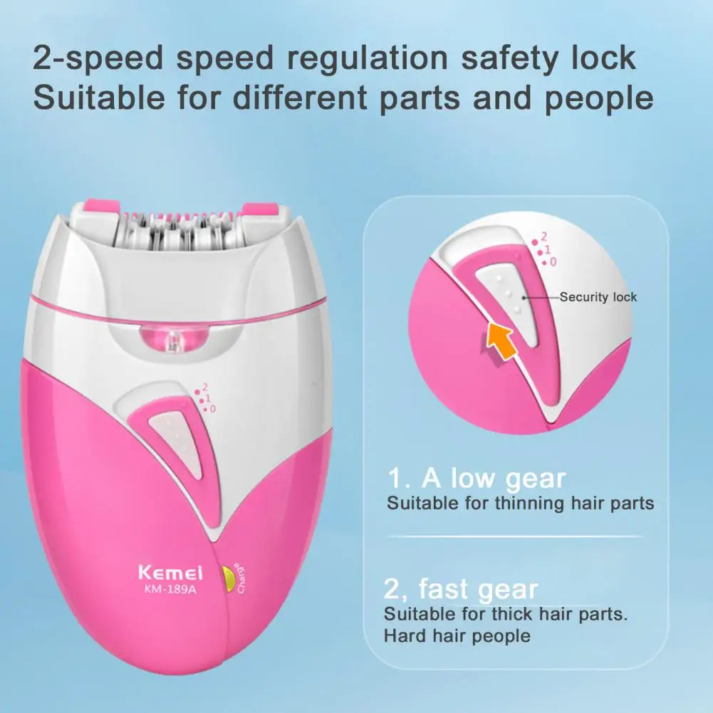 KM-189A Hair Epilator Electric Fast Rotating Detachable USB Rechargable Female Hair Trimmer for Women