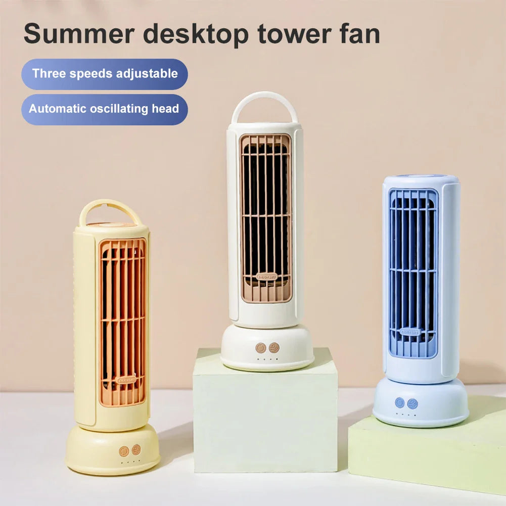 Desktop Mini Tower Fan with 3 Speeds & 90° Oscillation Desk Fan Quiet Cooling Fan Cooler Fan for Home Office Desktop Bedroom