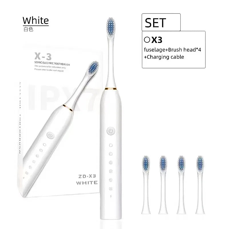 Soft Bristled Electric Toothbrush For Adult Household Use, 18 Speed Metal Shaft USB Charging Toothbrush 6 Cleaning Modes
