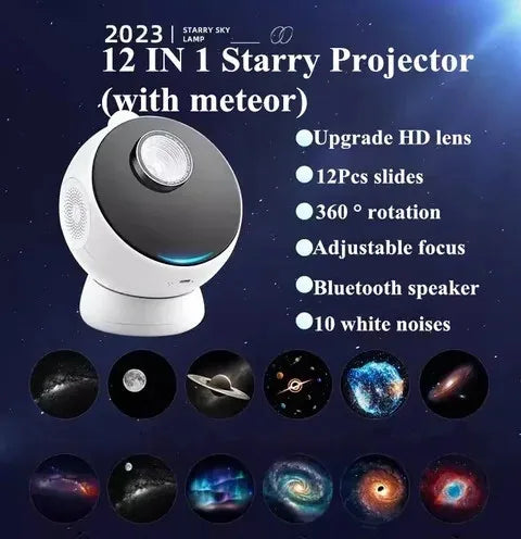 Meteor Star Projector, Galaxy Projector for Bedroom, LED Night Light Aurora Projector with BT Speaker, White Noise, Timer Gifts