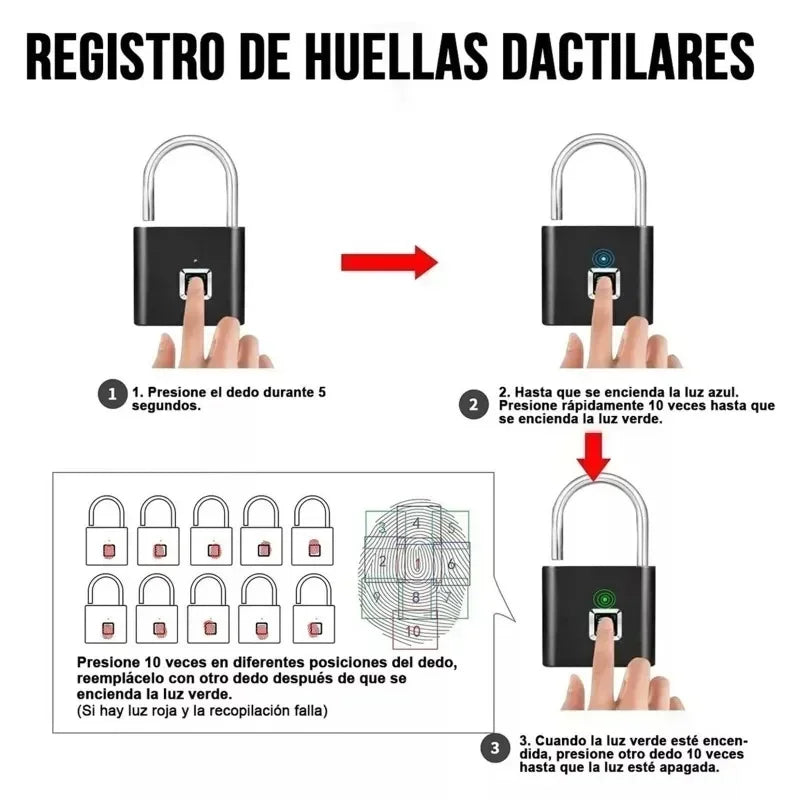 Home  Fingerprint Padlock Aluminum Sliding Door Security Bar 0.2s Lock Portable Anti-theft Electronic Waterproof Unlock To Use