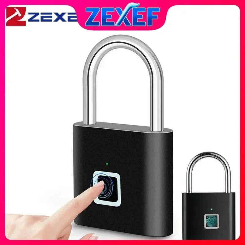 Home  Fingerprint Padlock Aluminum Sliding Door Security Bar 0.2s Lock Portable Anti-theft Electronic Waterproof Unlock To Use