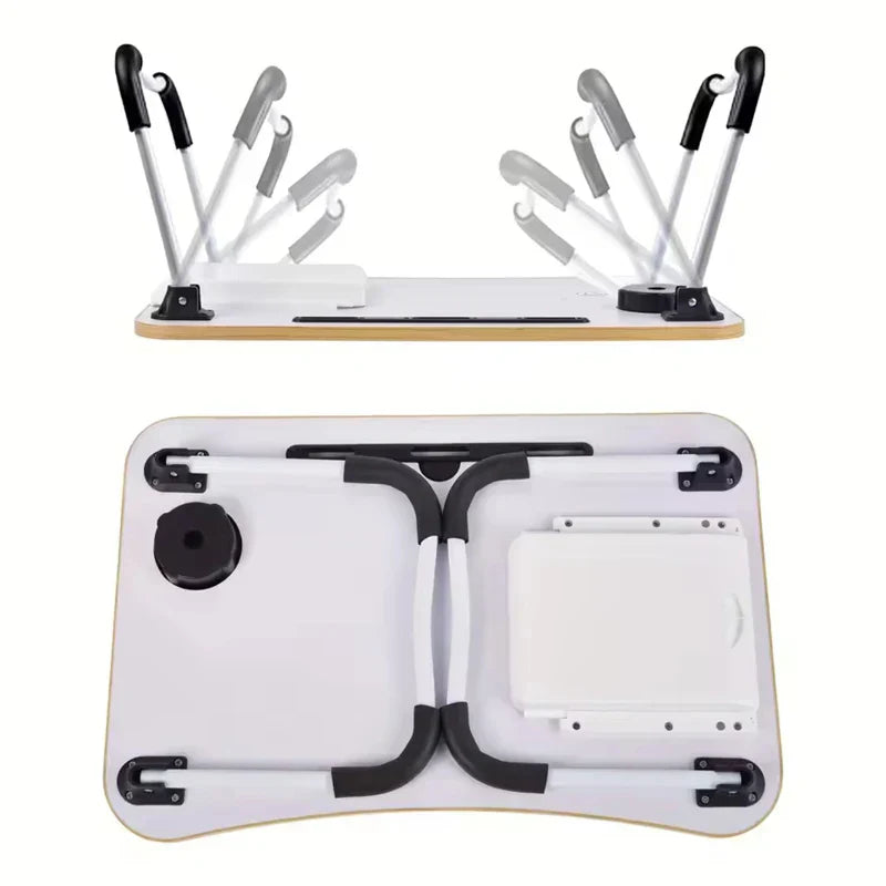 Folding table with cup holder drawer, laptop bed table, foldable tablet stand, laptop bed tray table, portable folding table, fo