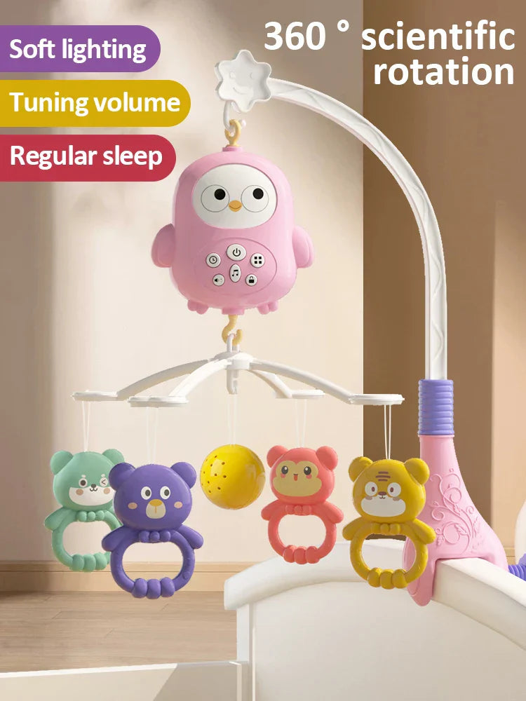 Baby Music Rotating Bed Bell Toy Cute Owl Shape Modern Baby Hanging Rattle Music Bedside Bell Toy Holiday Gift