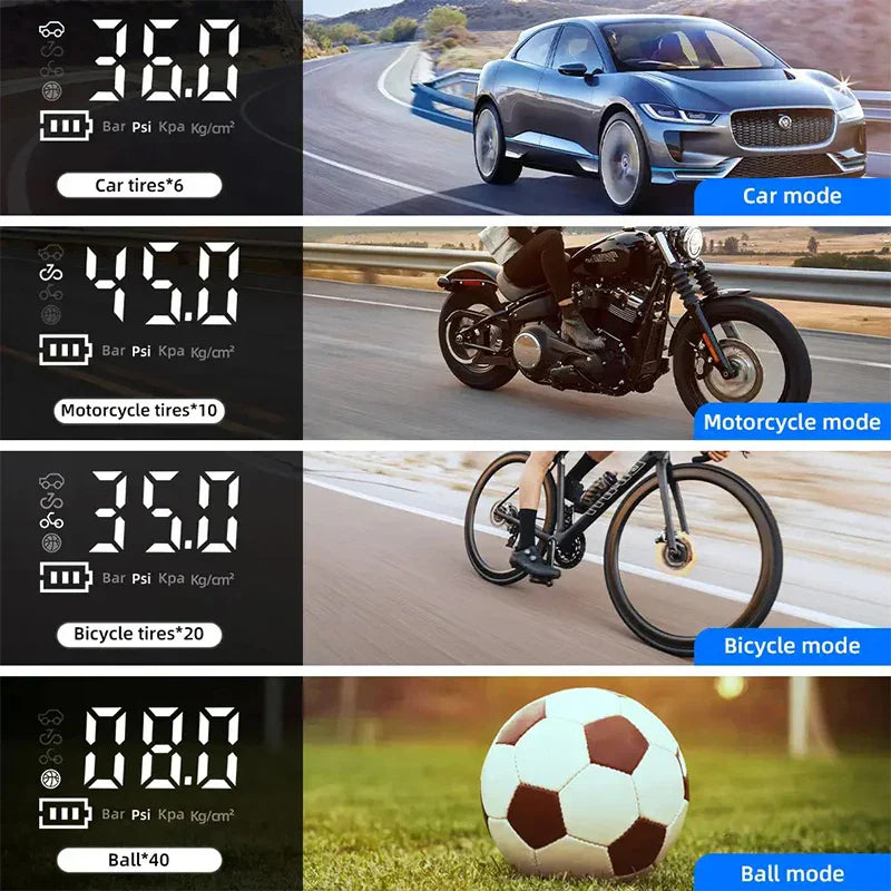 Tire Inflator Portable Electric Air Compressor 6000mAh Rechargeable Mini Tire Pump with LED for Car Motorcycles Bicycle