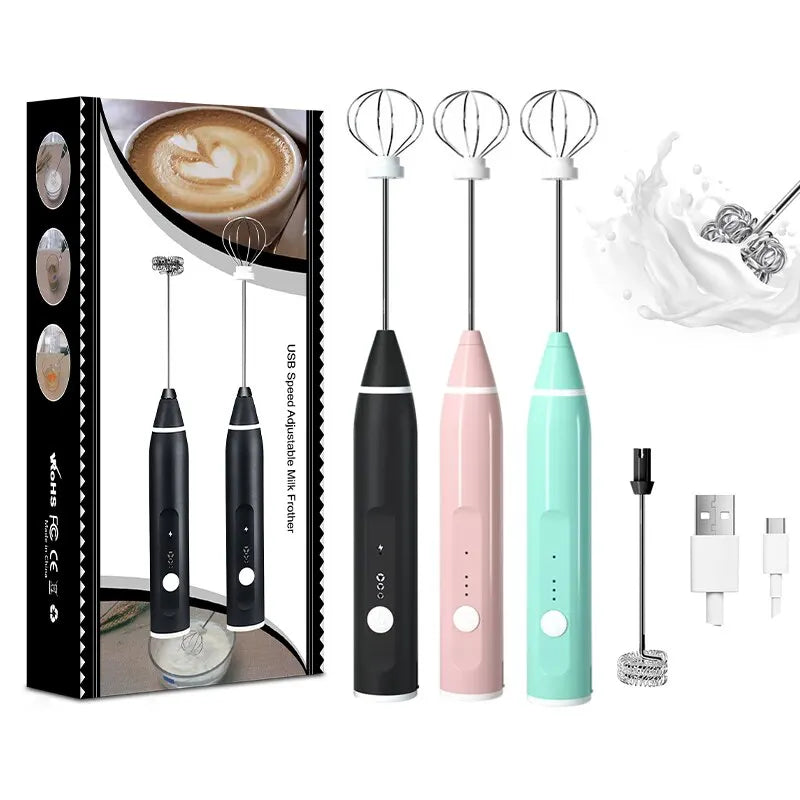 Electric Milk Frother Portable Egg Beater USB Rechargeable Handheld Coffee Blender Milk Shaker Mixer Foamer Food Blender