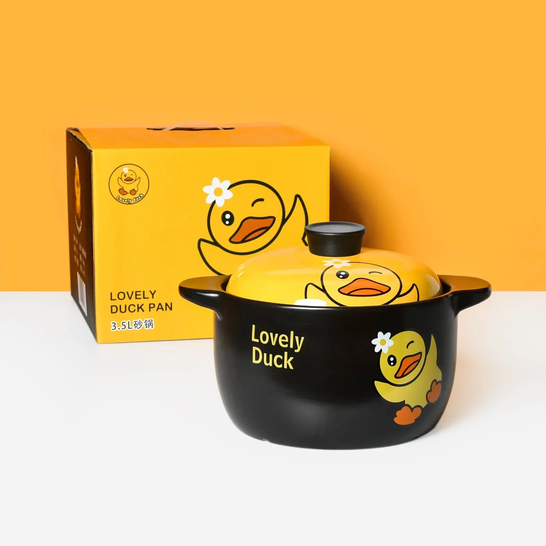 Korean Cartoon Yellow Duck Ceramic Casserole Clay Saucepan Open Flame Cooker Cookware Cooking Pot Soup Stew Pan Kitchen Supplies