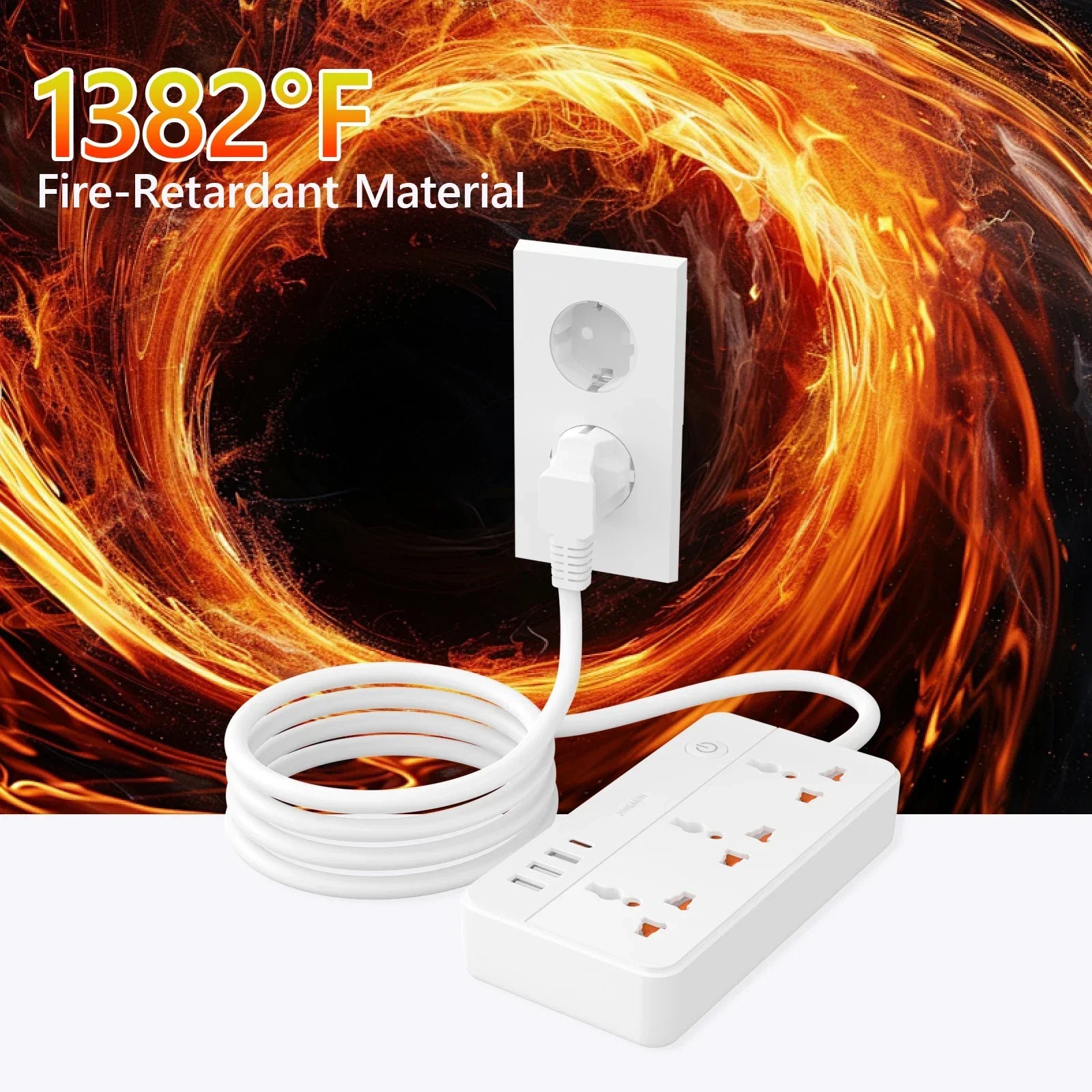 Power Multi Tap Universal Plug EU Outlet Power Strip with 1.5m Extension Cord AC Type C USB Port Charge Electrical Socket