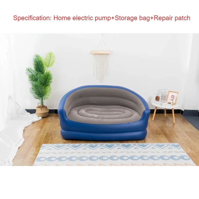 New Inflatable Lazy Sofa Double Lounge Chair for Lunch Break Enlarged Folding Leisure Sofa with Backrest and Armrests