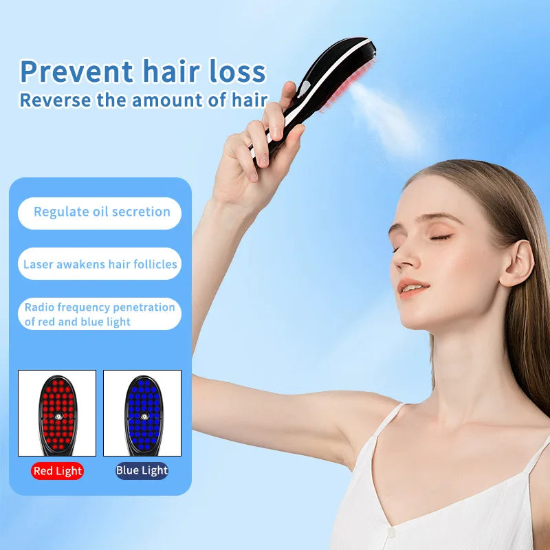 Electric Spray Massage Comb Hair Growth Vibration Head Massager Brush LED Anti Hair Loss Scalp Liquid Medicine Atomizing Comb