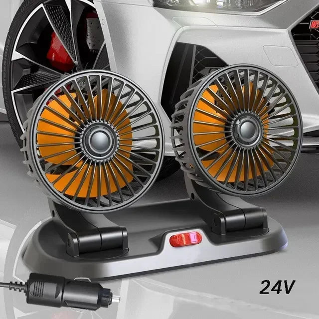 12/24V Portable Car Cooling Fan 5V USB Powered Car Fan Multi-Angle Rotatable With Cigarette Lighter Plug For Car Truck SUV RV