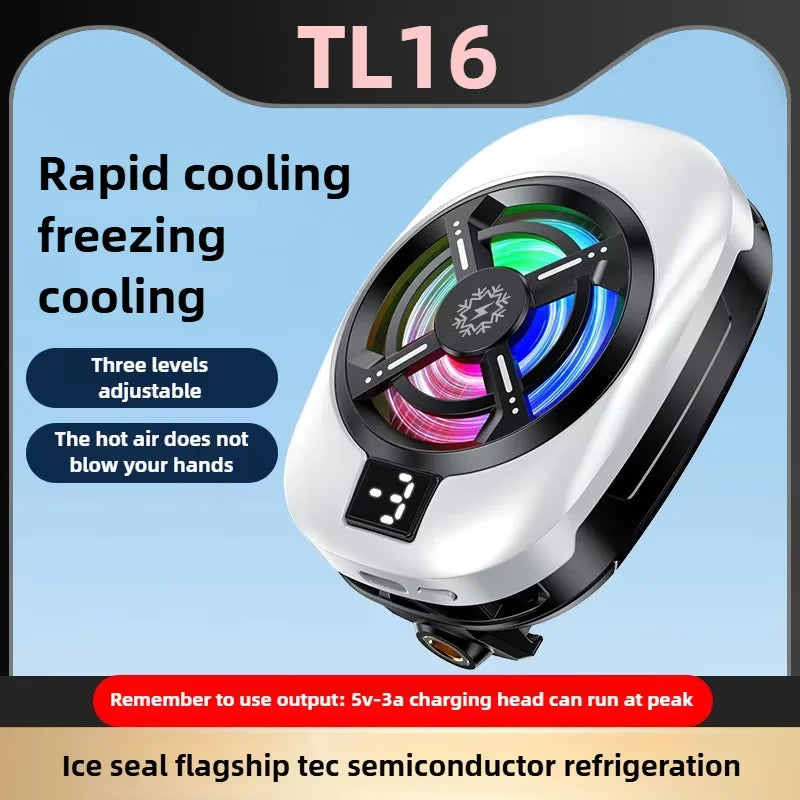 Mobile Phone Backclip Heat Sink Semiconductor Digital Display Cooling Radiator Live Streaming Artifact Game Cooler For Iphone 16