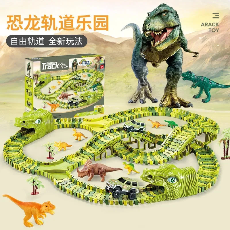Children's Track Car Toys Boy DIY Versatile Assembly Electric Dinosaur Roller Coaster Amusement Park