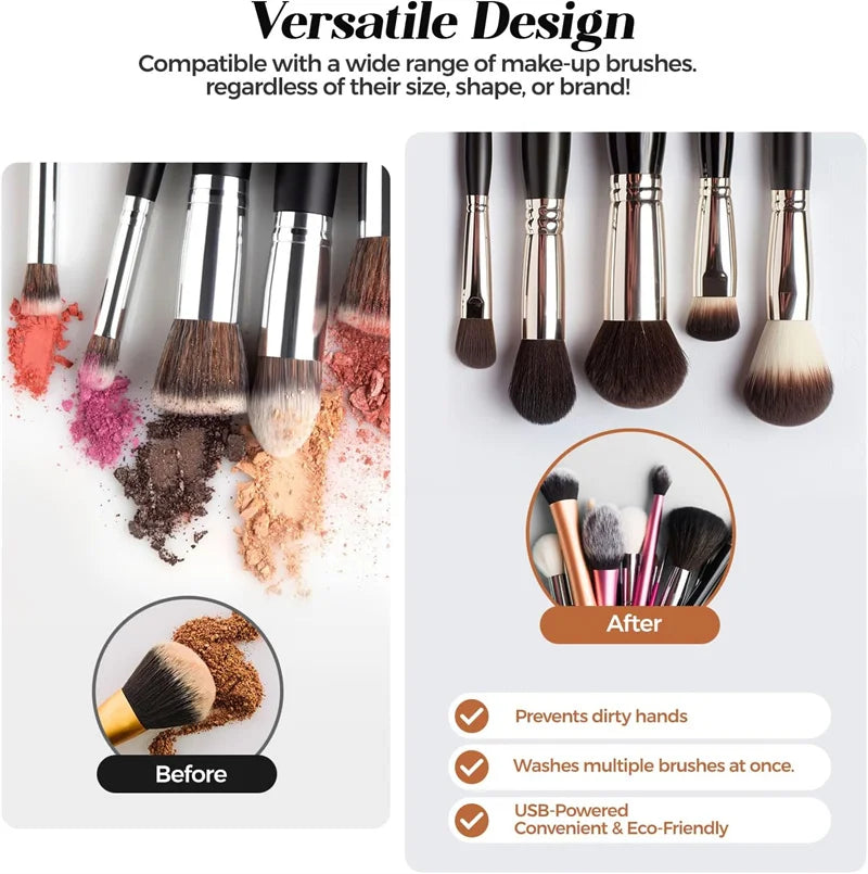 2pcs Electric Makeup Brush Cleaner and Dryer Machine Set Automatic Cosmetic Sponge Puff Makeup Brushes Cleaning and Drying Tool