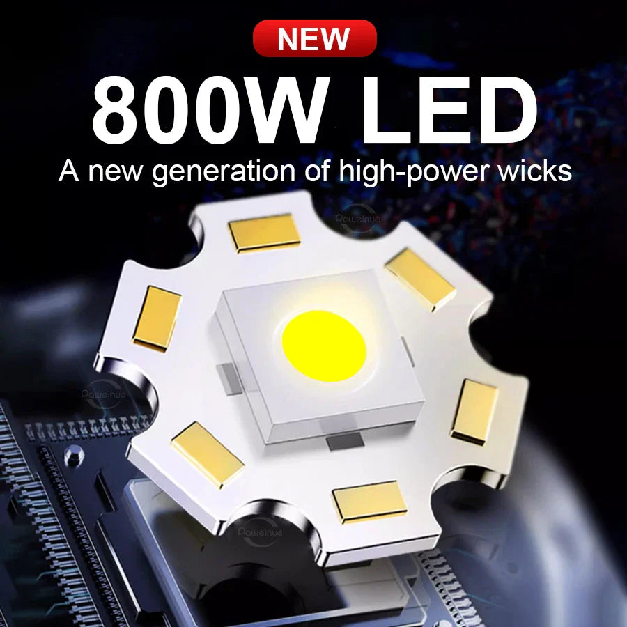 P90 800W High Power LED Flashlight 3000M Long Range Torch Outdoor Tactical Ultra Powerful LED Flashlights Zoomable Camping Hand Lamp