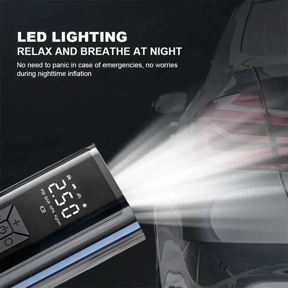 SUITU 120W Handheld Car Tire Inflator. It can be a wired inflator without a battery or a wireless inflator with a battery