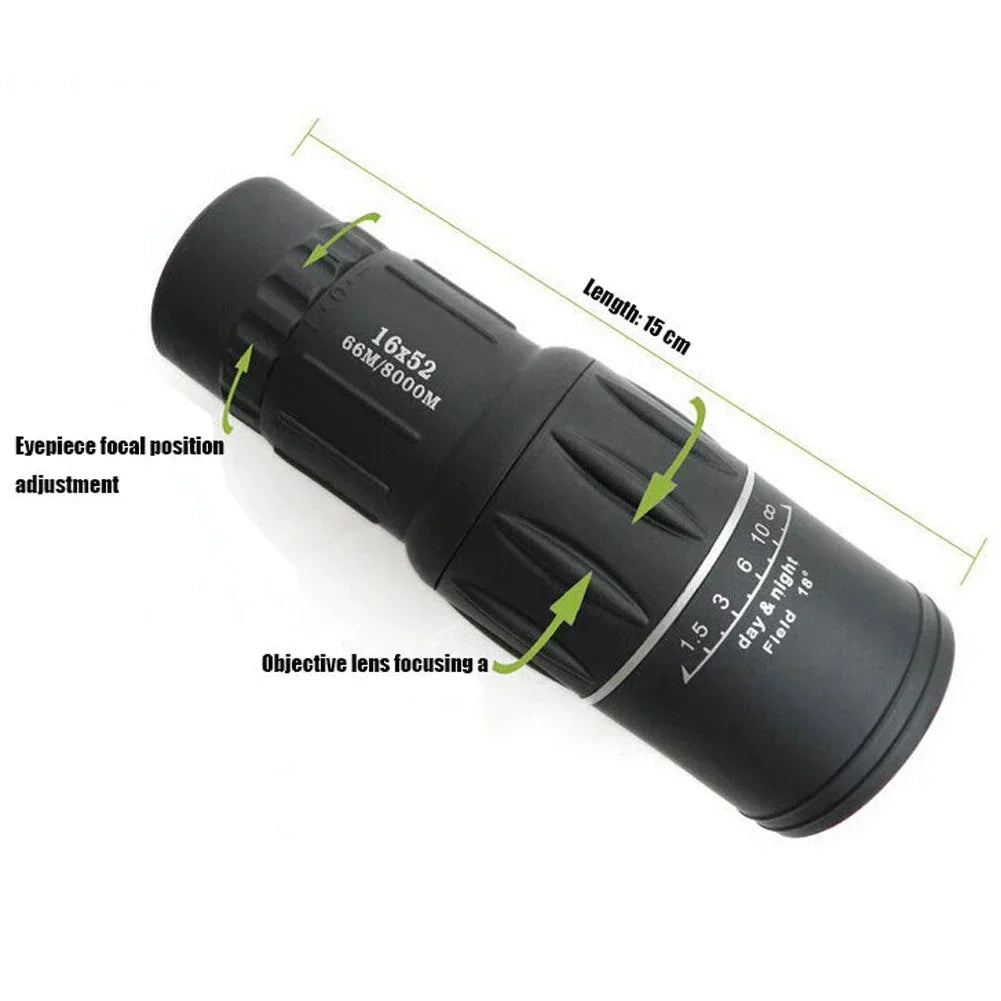 16X52 Dual Focus Monocular Telescope16x Zoom Binoculars 66M/8000M HD Scope