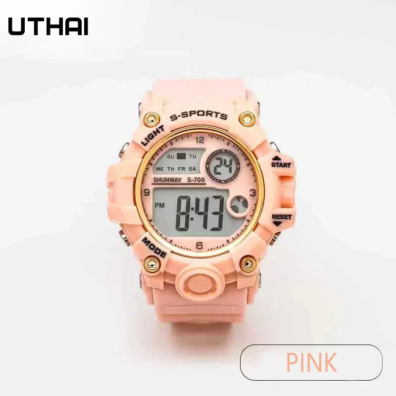 UTHAI CE133 New Children's Electronic Watch ins Jelly Sports Watch for Boy Girl Waterproof Alarm Clock Multifunctional Watch
