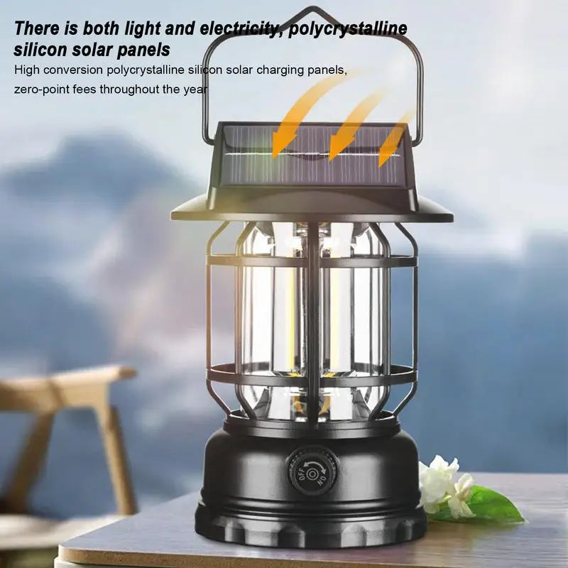 Solar Camping Lantern Motion Sensor Rechargeable Tent Light Lantern Portable Solar Powered Landscape Hiking Flashlight For