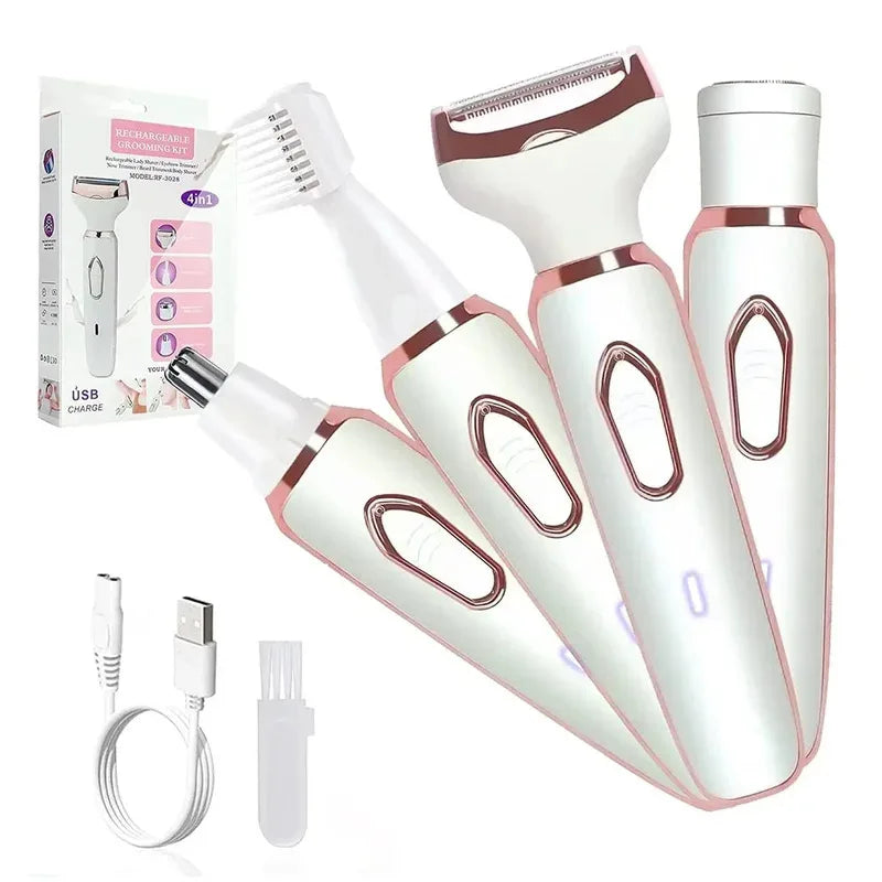 4 in 1 Electric Epilator Bikini Eyebrow Nose Women Lady Facial Hair Removal Trimmer Face Body Painless Female Shaver Depilator