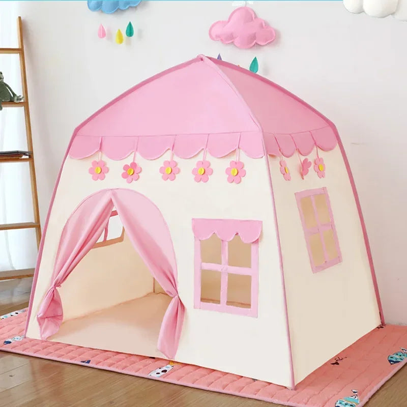 130CM Baby Castle Portable Children's Tent Folding Kids Tents Baby Play House Large Girls Pink Princess Castle Child Room Decor