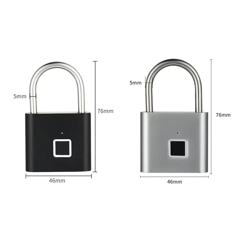 Home  Fingerprint Padlock Aluminum Sliding Door Security Bar 0.2s Lock Portable Anti-theft Electronic Waterproof Unlock To Use